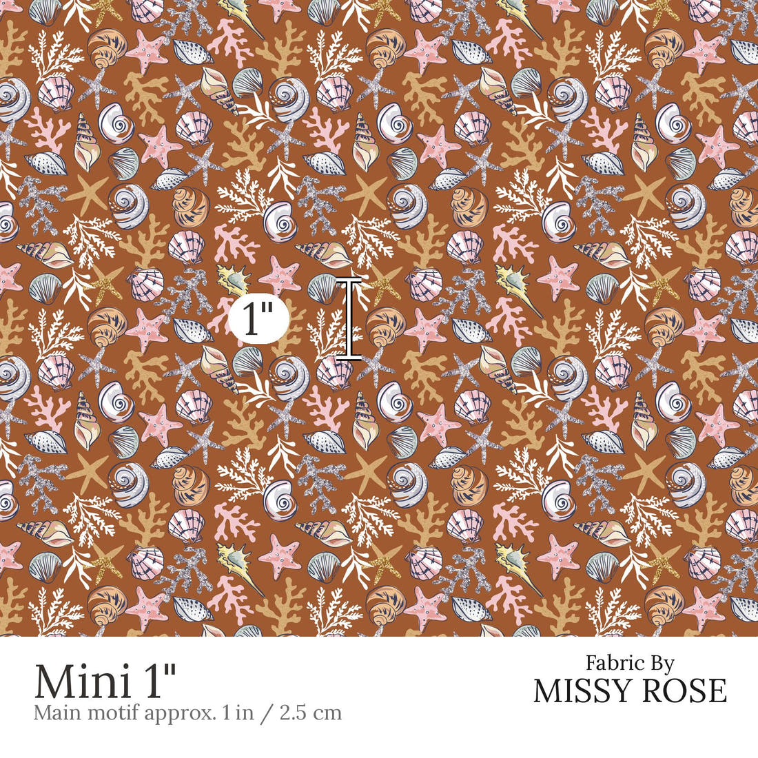 Design 847 Shells Fabric Mini 1 inch print scale guide | Fabric by Missy Rose