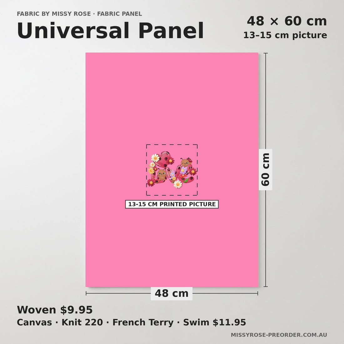 Design 849 Pink Lady Bug Panel universal panel sizing – 13–15 cm printed picture on 48 × 60 cm fabric | Fabric by Missy Rose