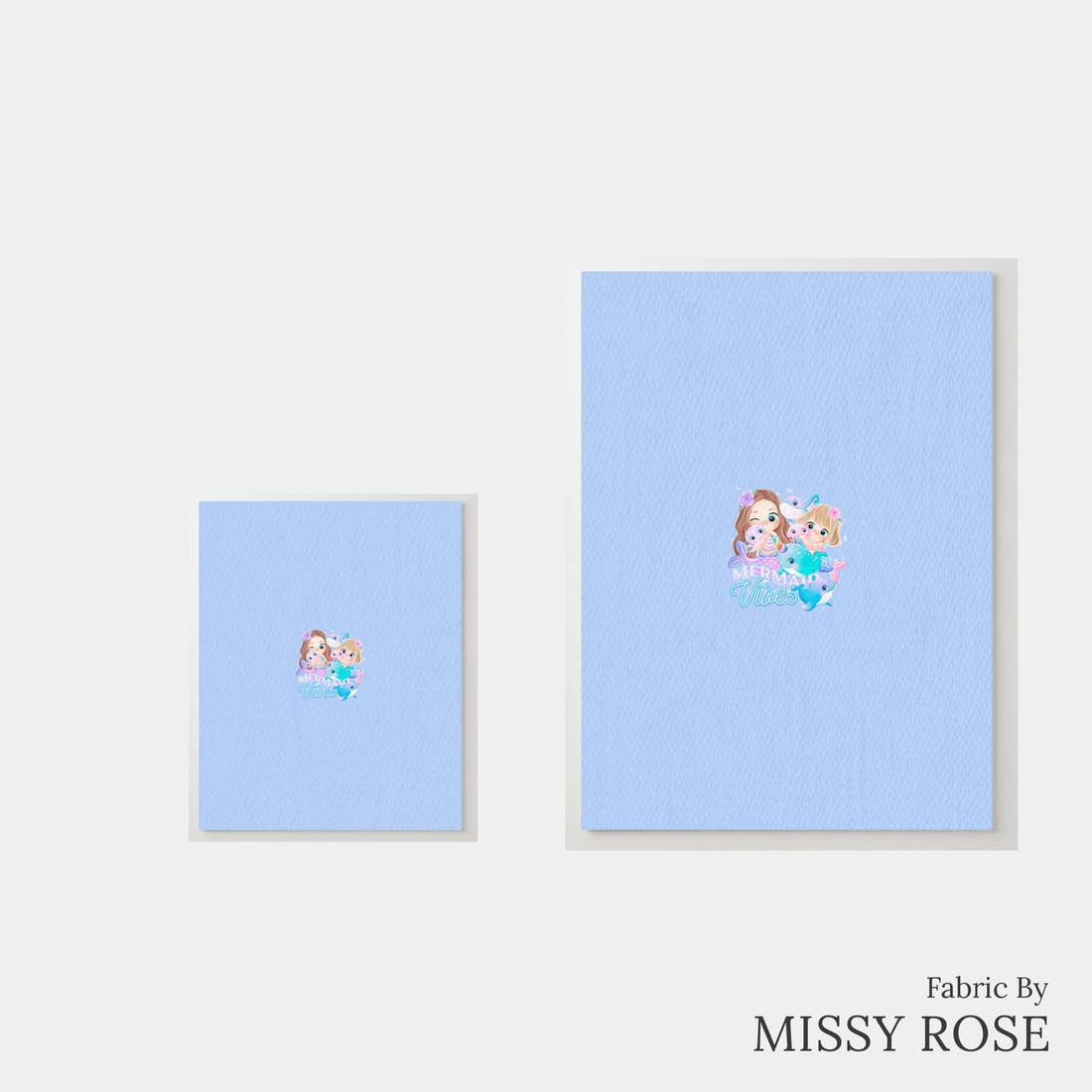 Design 85 Cute Mermaid Panel – universal and adult panel sizes side by side | Fabric by Missy Rose