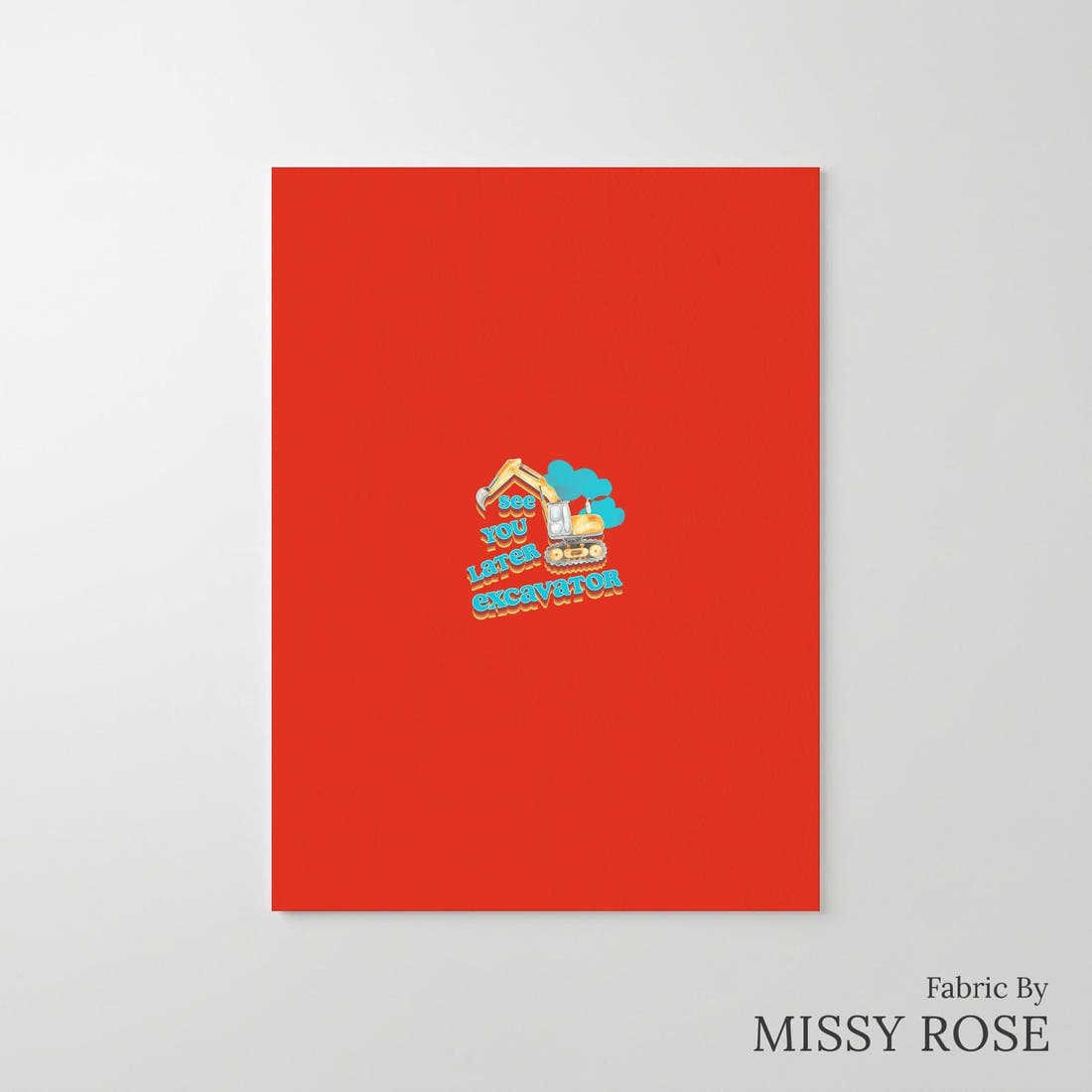 Design 850 Red Construction Panel – printed fabric panel with centred picture, custom printed to order | Fabric by Missy Rose