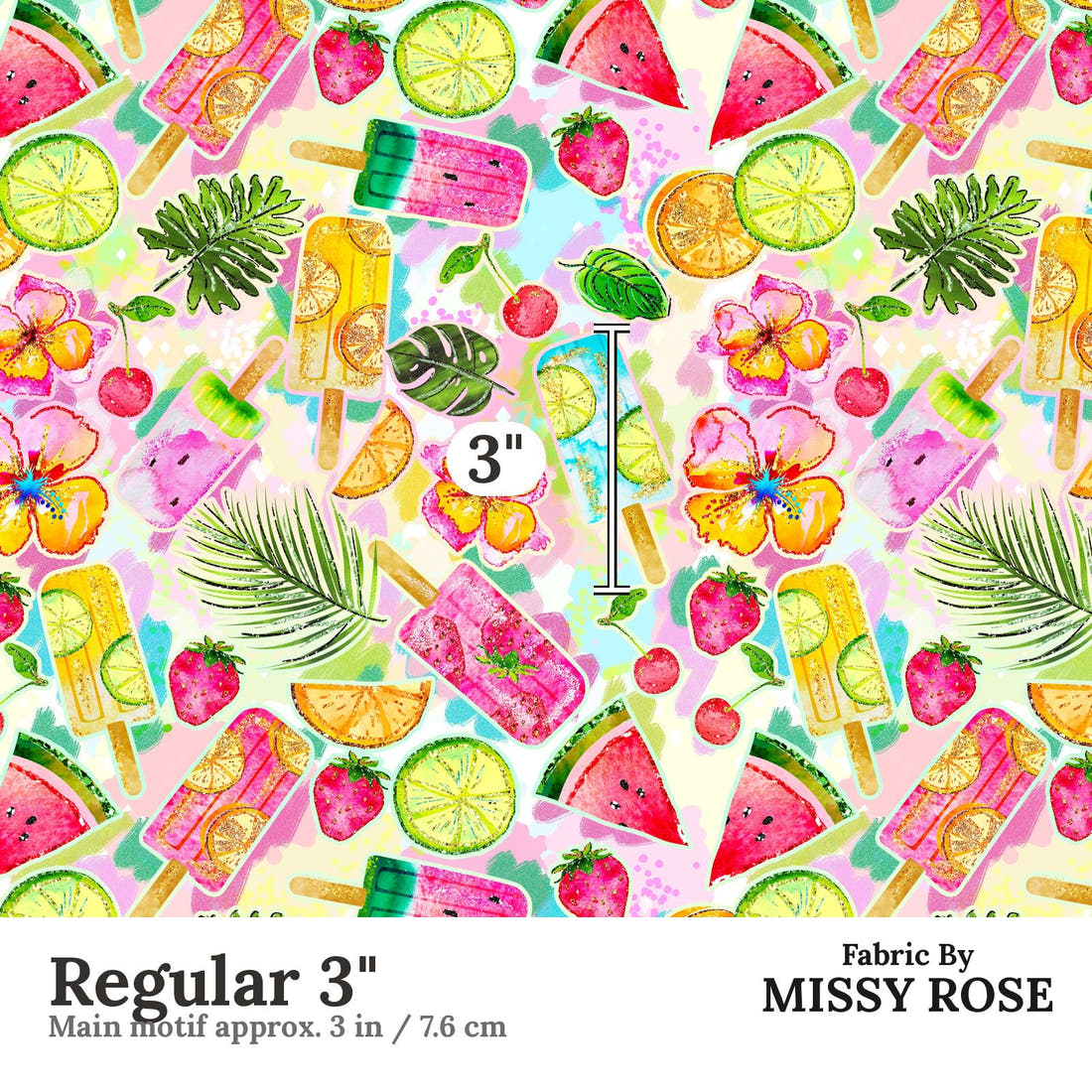 Design 854 Summer Fruits Fabric Regular 3" - print scale | Fabric by Missy Rose