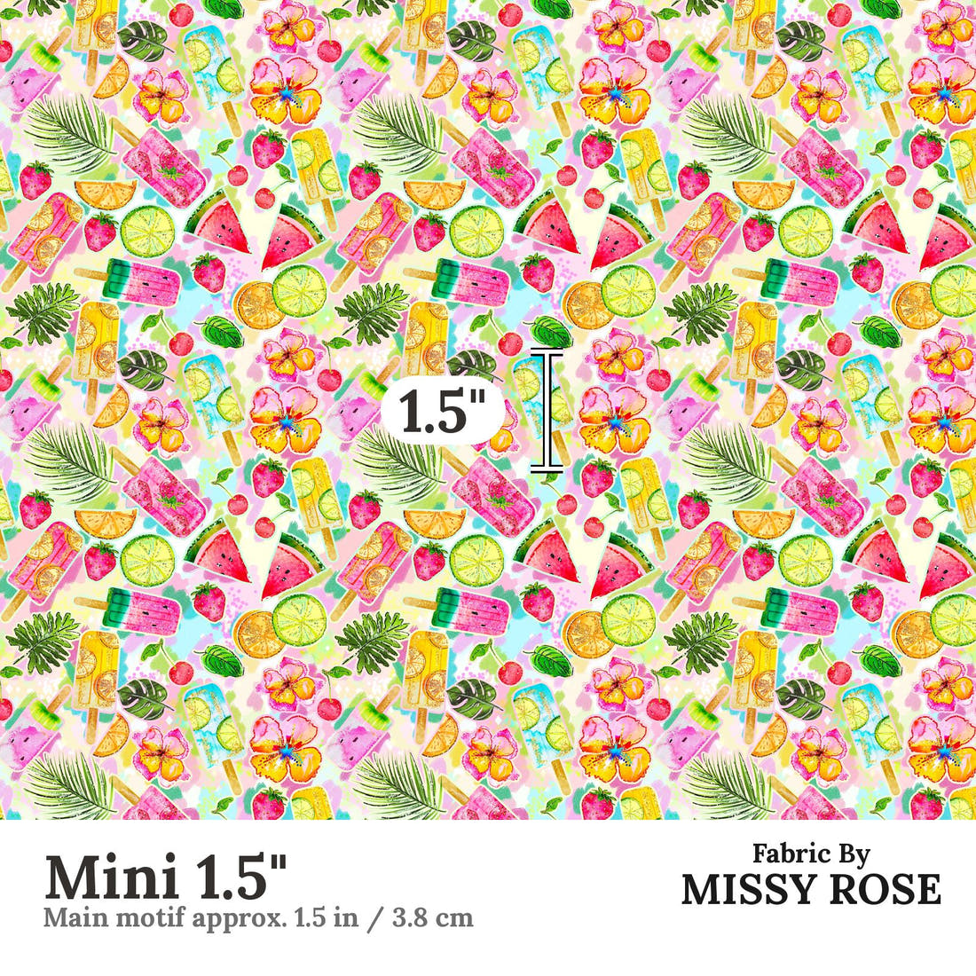 Design 854 Summer Fruits Fabric Mini 1.5" - print scale | Fabric by Missy Rose