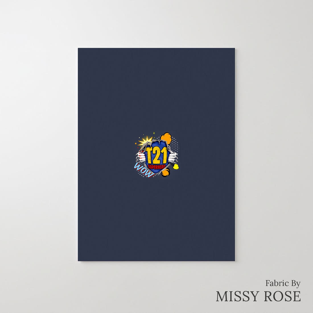 Design 855 T21 Superhero Panel – printed fabric panel with centred picture, custom printed to order | Fabric by Missy Rose