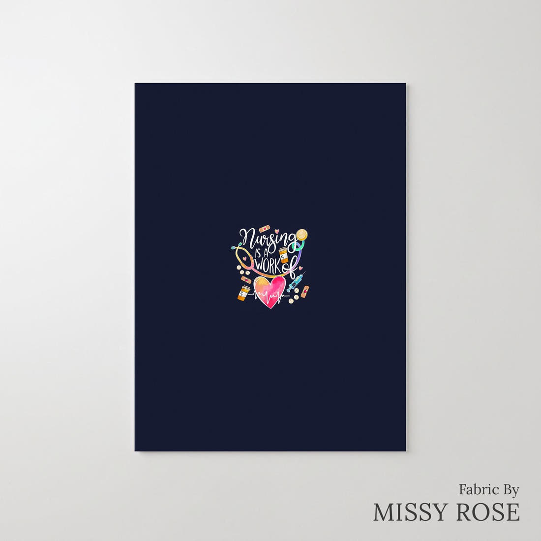 Design 856 Navy Nursing Panel – printed fabric panel with centred picture, custom printed to order | Fabric by Missy Rose