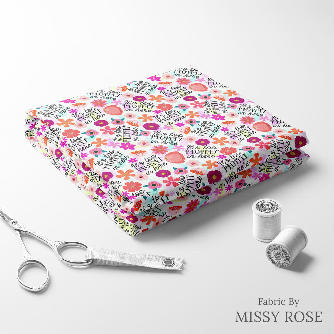 Design 857 Peoply Fabric folded fabric stack with matching thread – pre-order fabric Australia | Fabric by Missy Rose