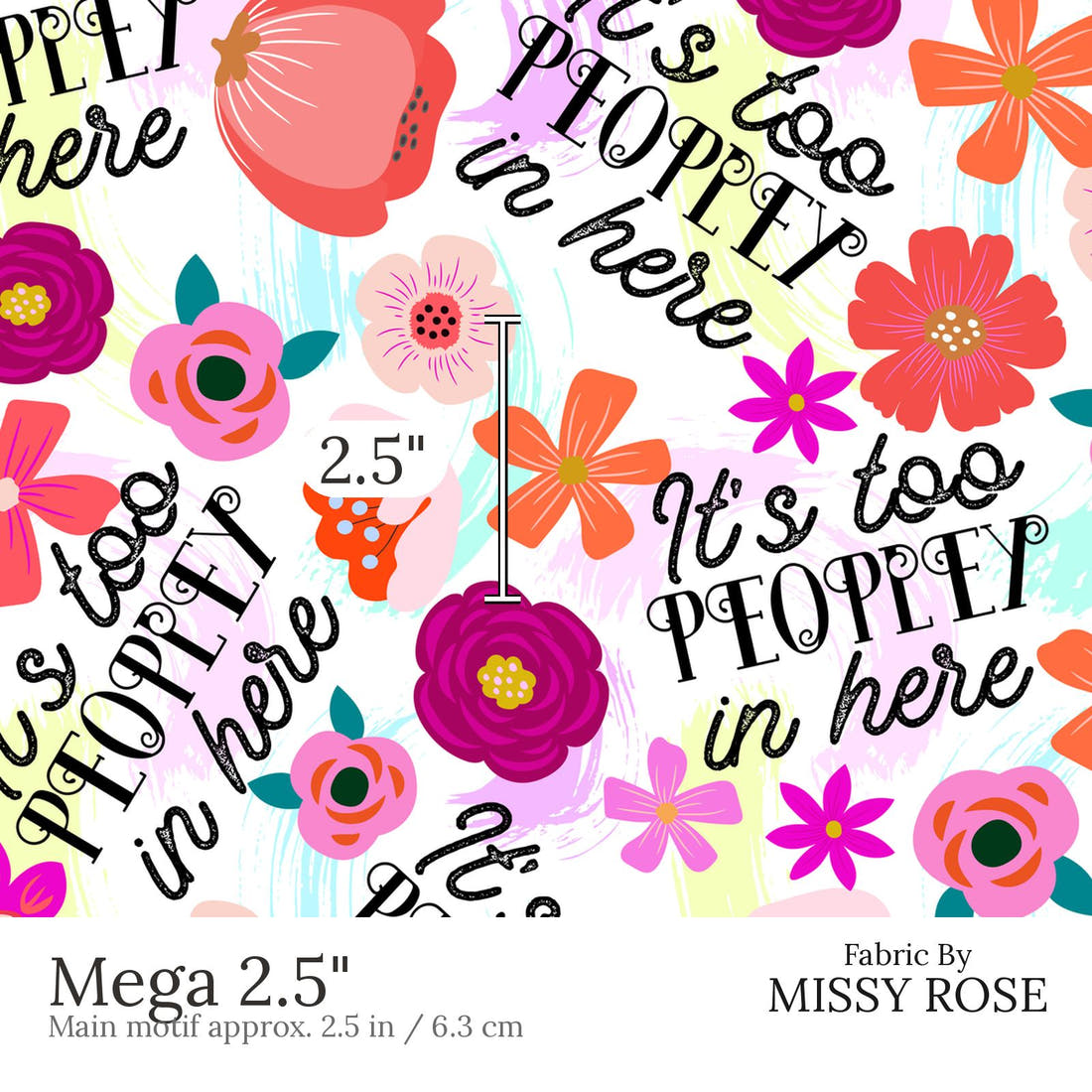Design 857 Peoply Fabric Mega 2.5 inch print scale guide | Fabric by Missy Rose