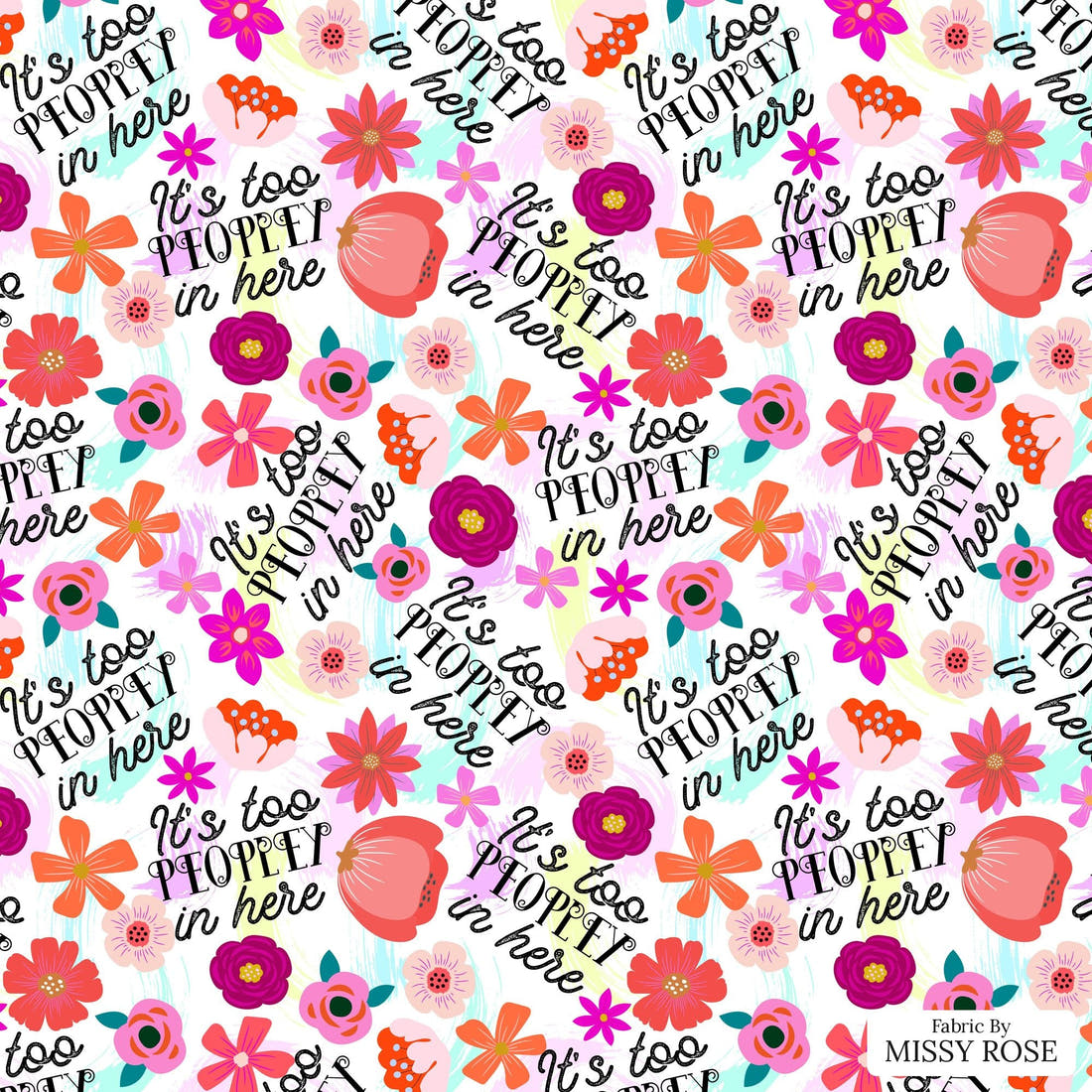Design 857 Peoply Fabric - flat view of the print, zoom in for detail | Fabric by Missy Rose