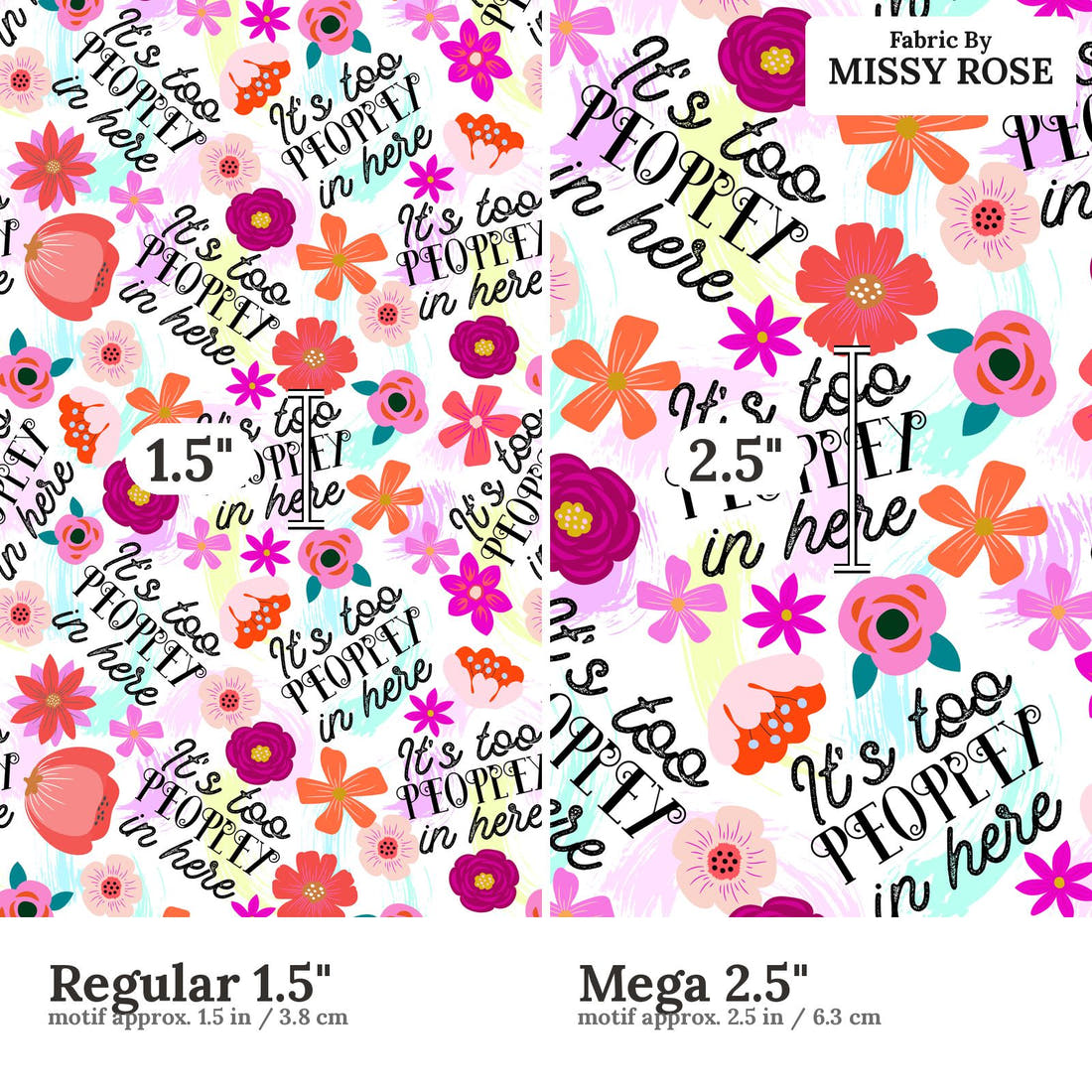 Design 857 Peoply Fabric size comparison - print scale | Fabric by Missy Rose