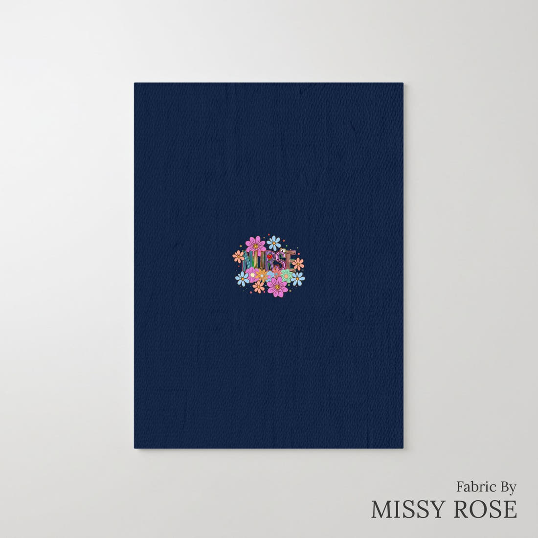 Design 86 Navy Nurse Panel – printed fabric panel with centred picture, custom printed to order | Fabric by Missy Rose