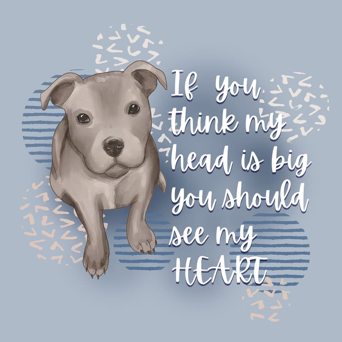 Design 863 Staffy Panel – full artwork close-up of the printed picture | Fabric by Missy Rose