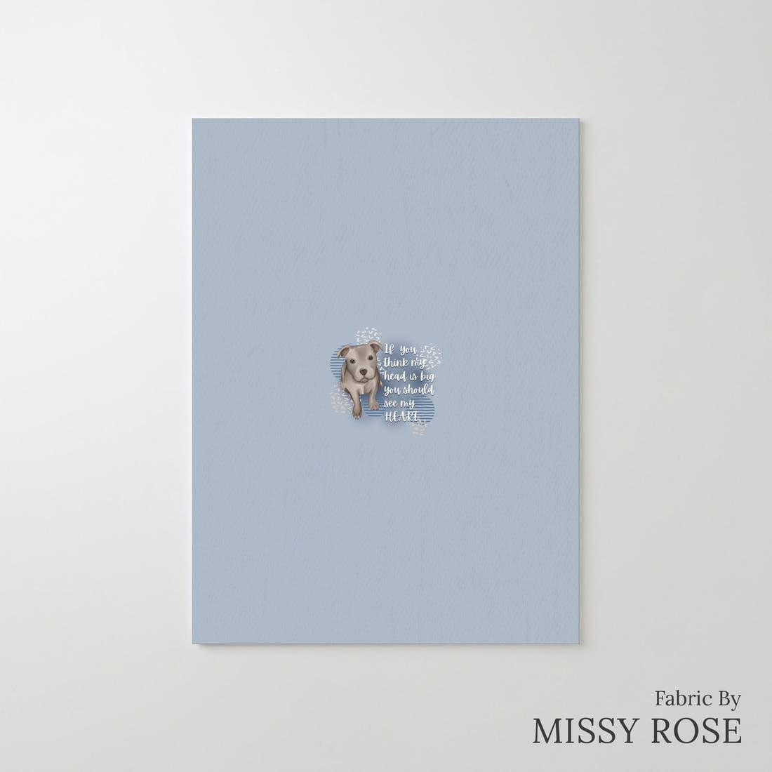 Design 863 Staffy Panel – printed fabric panel with centred picture, custom printed to order | Fabric by Missy Rose