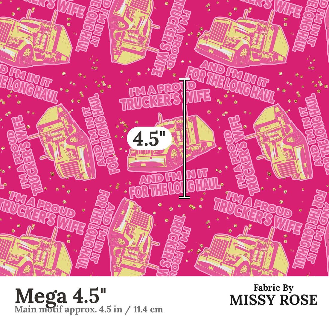 Design 864 Truckers Wife Fabric Mega 4.5" - print scale | Fabric by Missy Rose