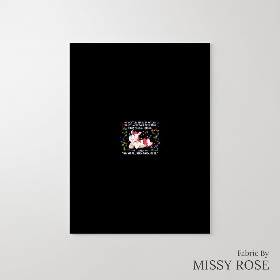 Design 868 Funny Unicorn Panel – printed fabric panel with centred picture, custom printed to order | Fabric by Missy Rose