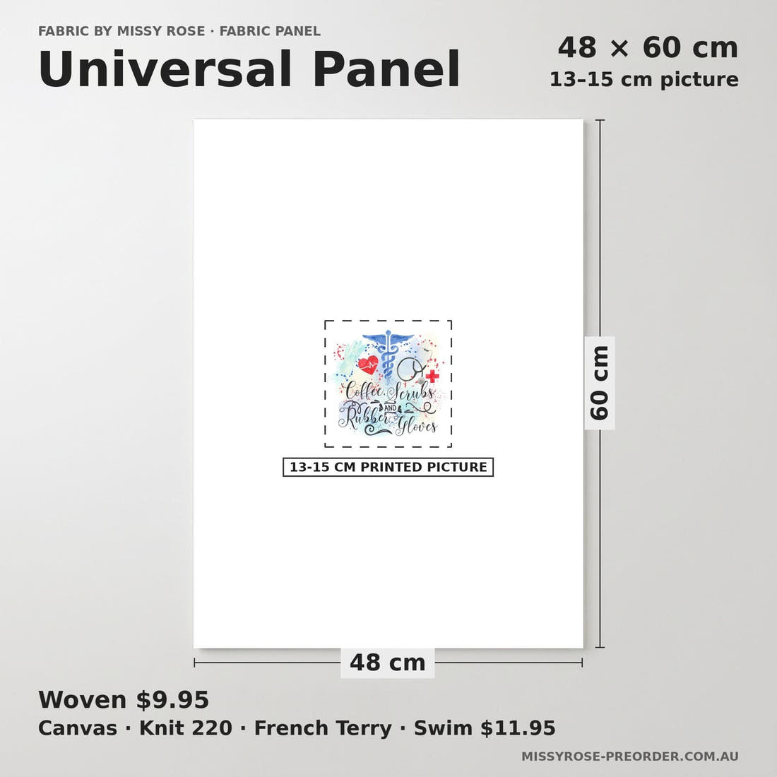 Design 871 Medical Panel universal panel sizing – 13–15 cm printed picture on 48 × 60 cm fabric | Fabric by Missy Rose
