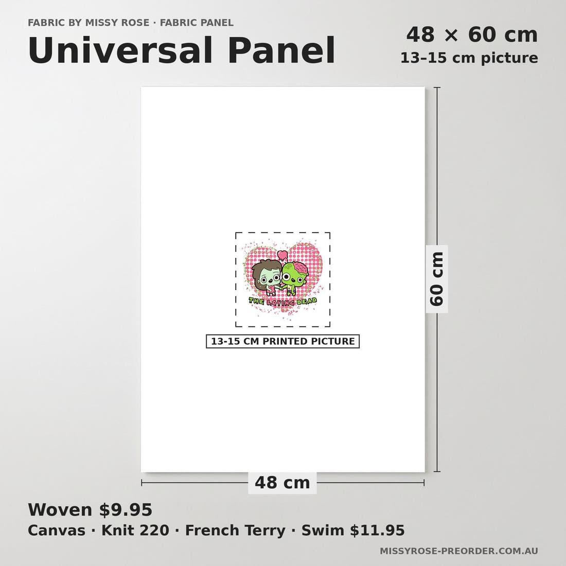 Design 872 Zombie Panel universal panel sizing – 13–15 cm printed picture on 48 × 60 cm fabric | Fabric by Missy Rose
