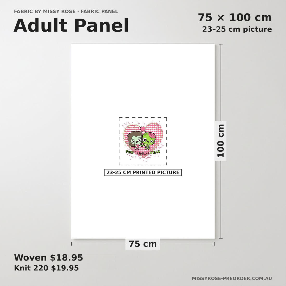 Design 872 Zombie Panel adult panel sizing – 23–25 cm printed picture on 75 × 100 cm fabric | Fabric by Missy Rose