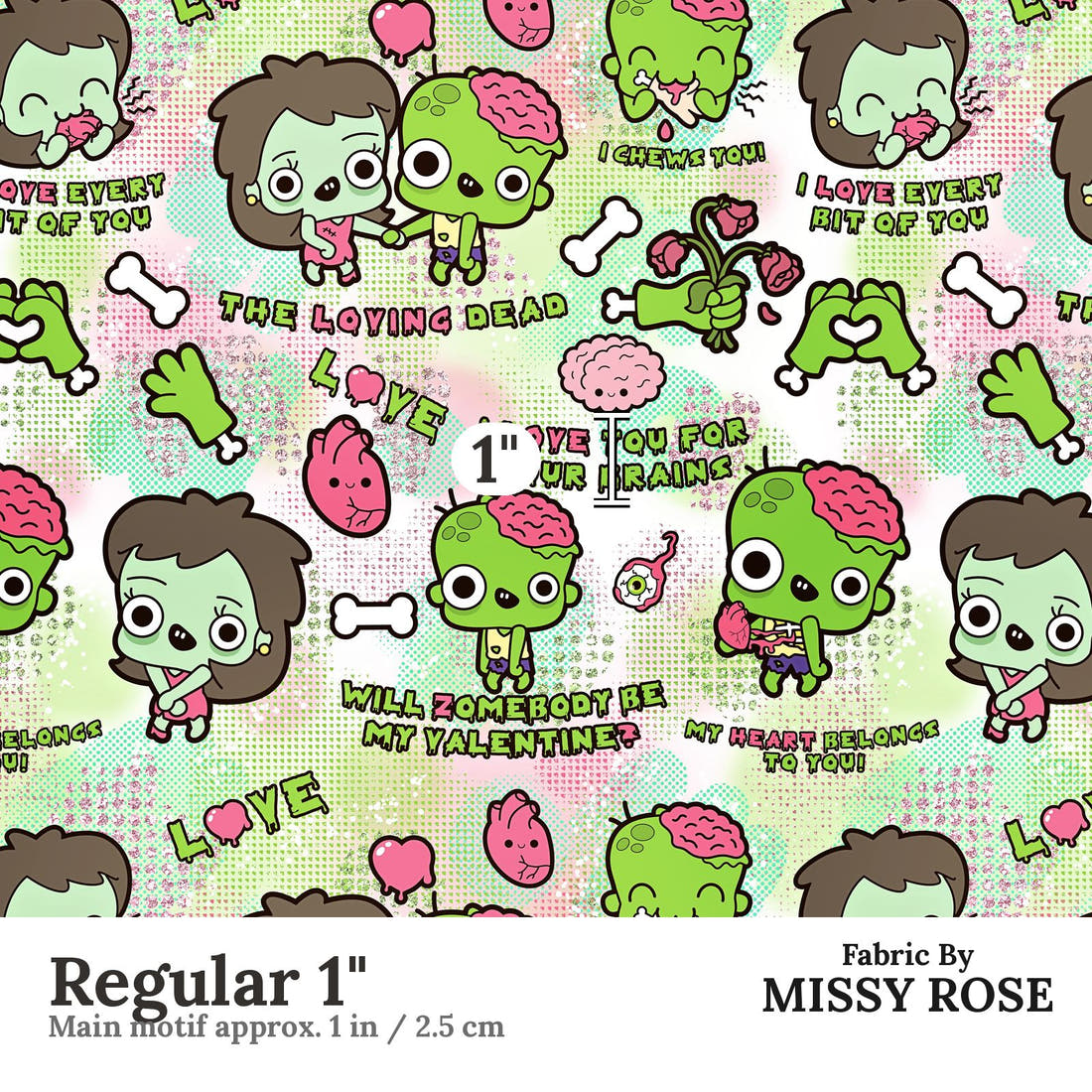 Design 872 Zombie Fabric Regular 1" - print scale | Fabric by Missy Rose