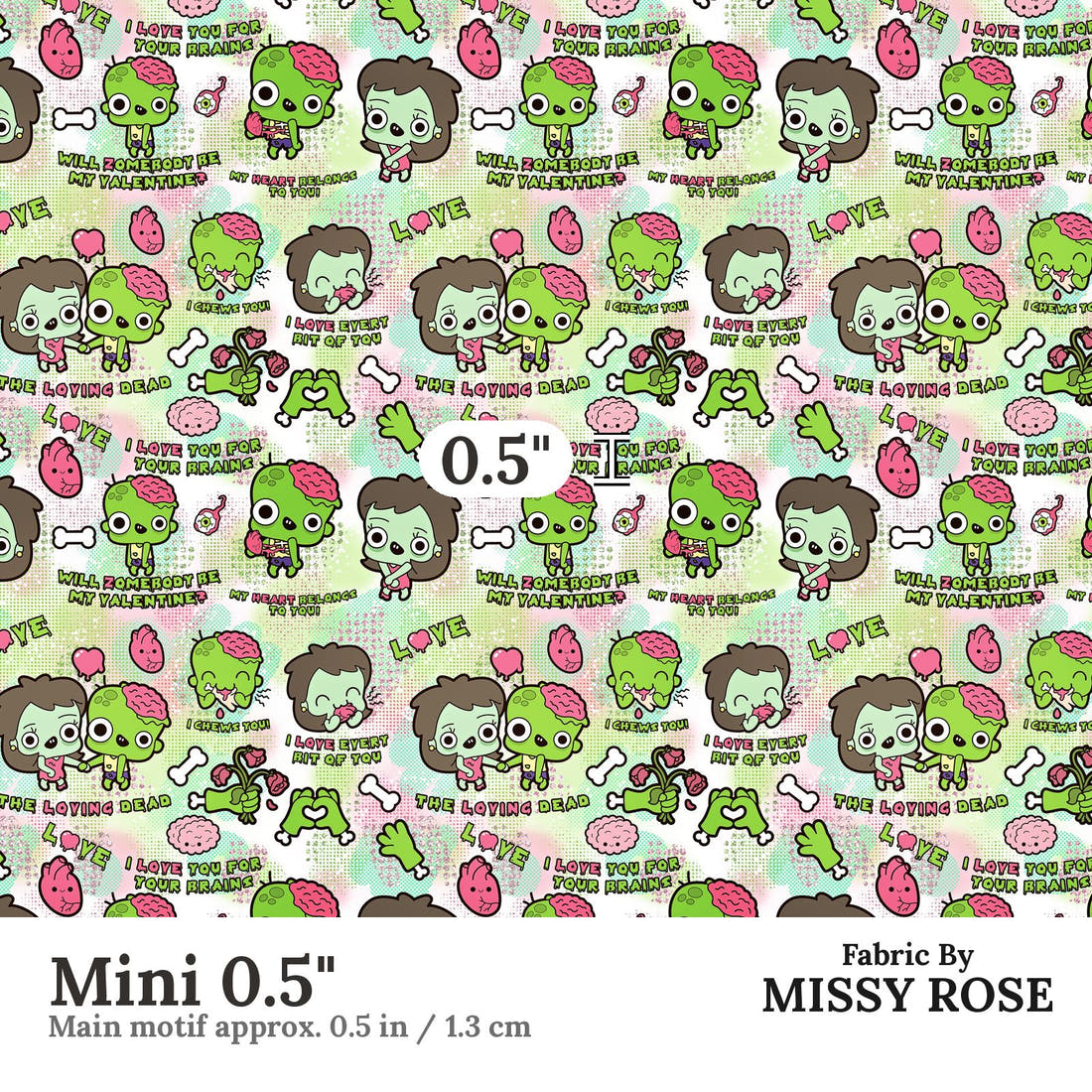 Design 872 Zombie Fabric Mini 0.5" - print scale | Fabric by Missy Rose
