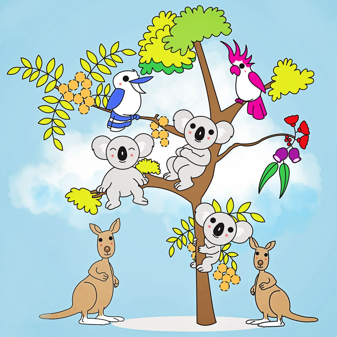 Design 873 Australian Animals Panel – full artwork close-up of the printed picture | Fabric by Missy Rose