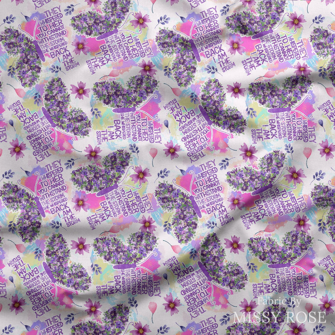 Design 874 Butterfly Fabric draped fabric mockup – custom printed fabric by the metre | Fabric by Missy Rose