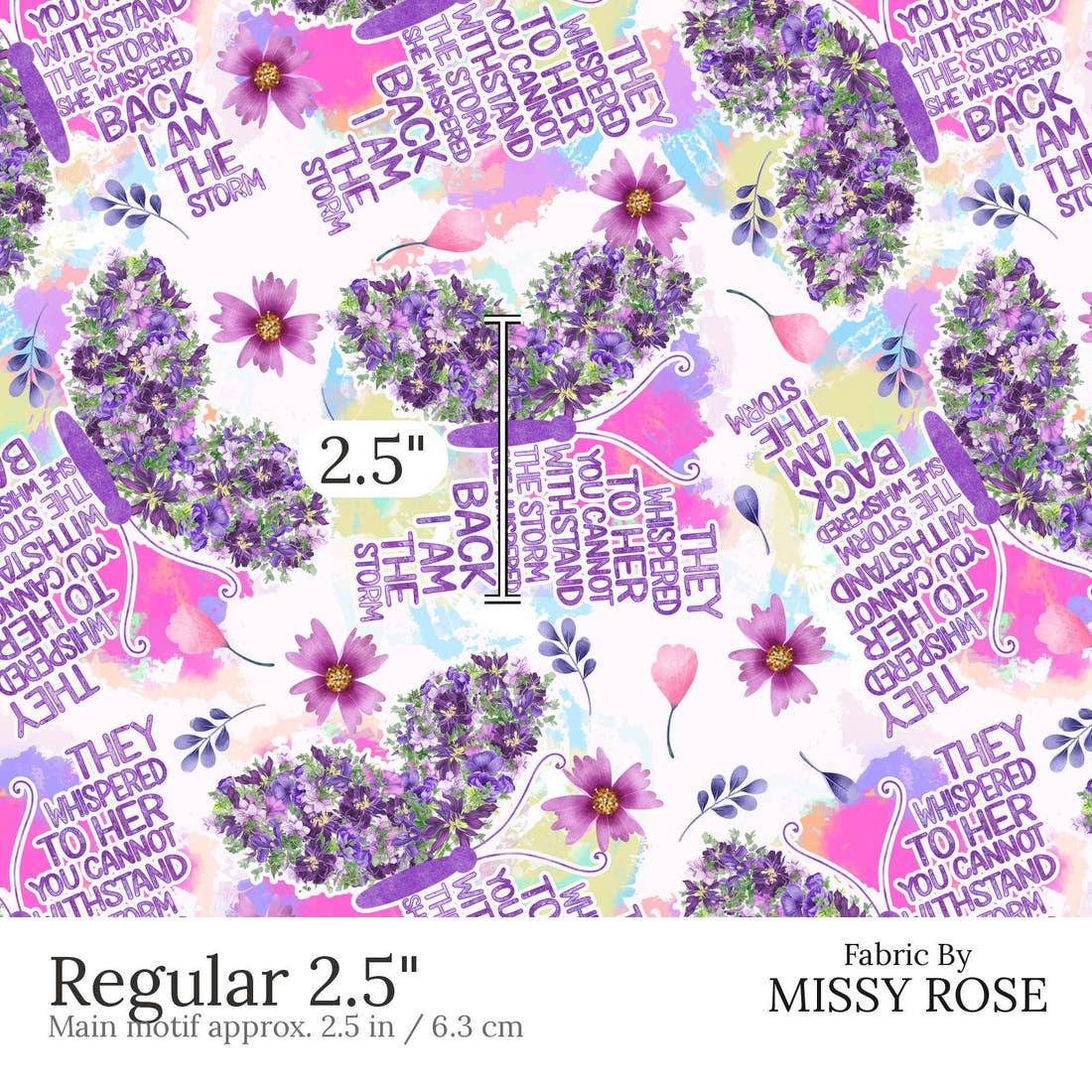 Design 874 Butterfly Fabric Regular 2.5 inch print scale guide | Fabric by Missy Rose