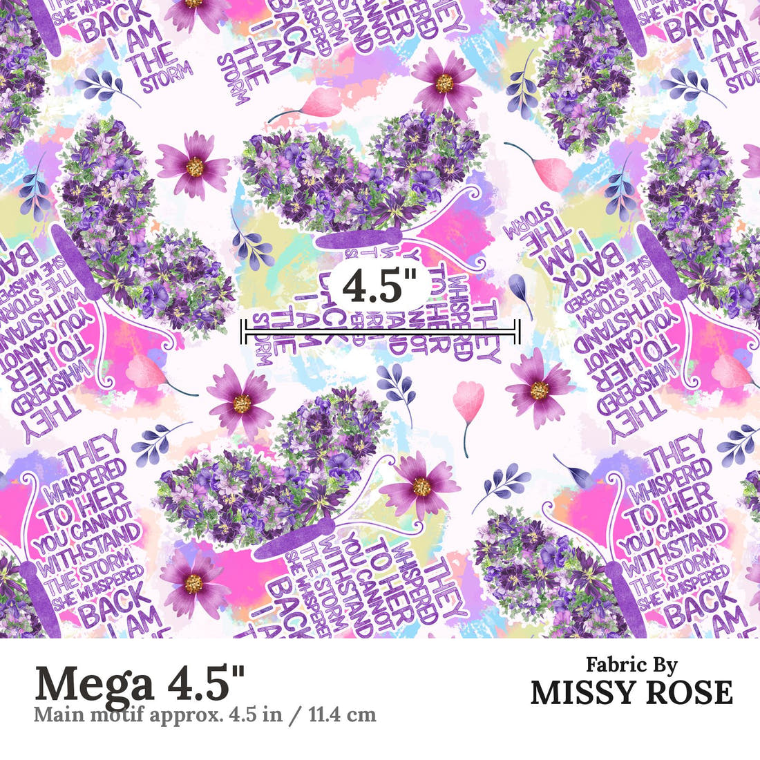Design 874 Butterfly Fabric Mega 4.5" - print scale | Fabric by Missy Rose