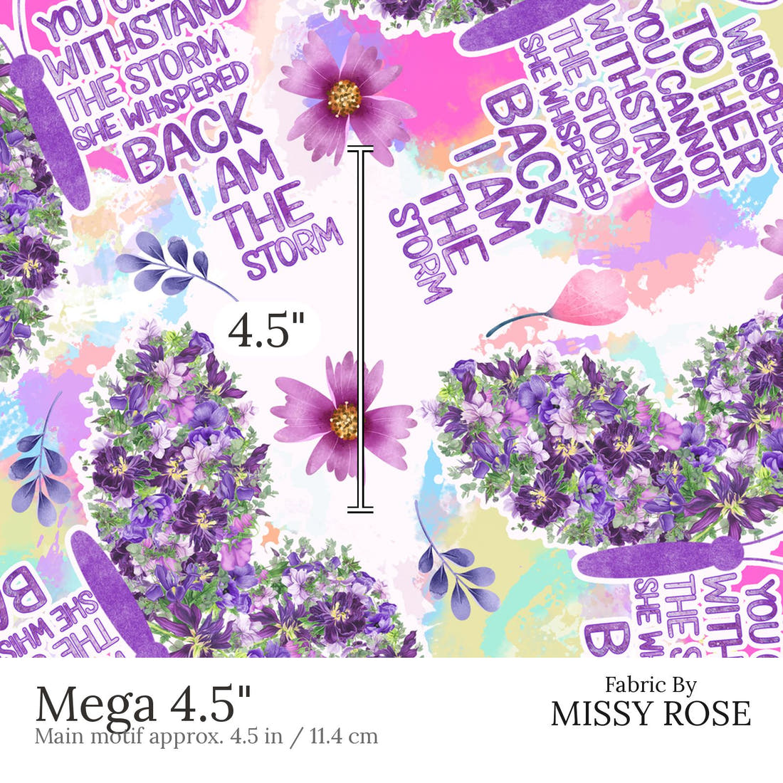 Design 874 Butterfly Fabric Mega 4.5 inch print scale guide | Fabric by Missy Rose