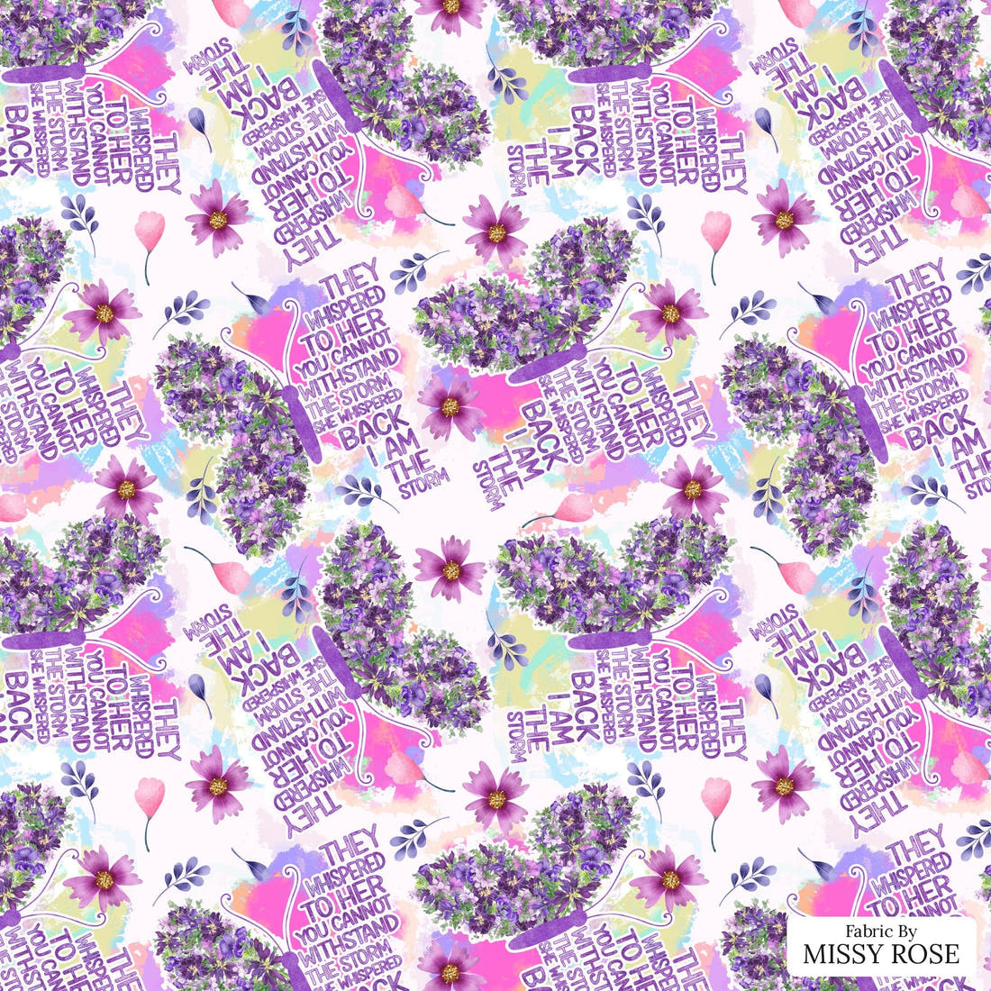 Design 874 Butterfly Fabric - flat view of the print, zoom in for detail | Fabric by Missy Rose