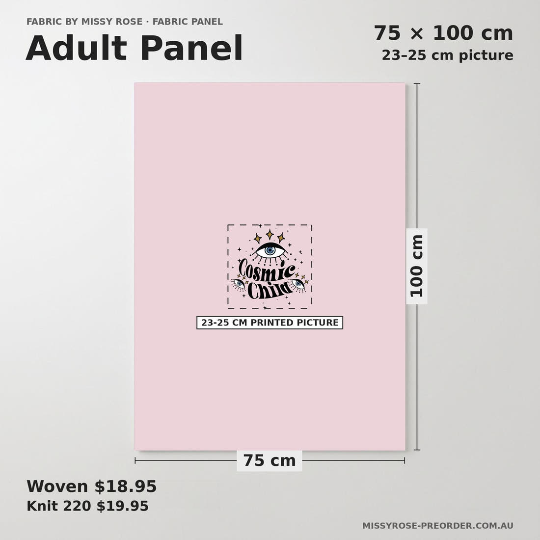 Design 878 Retro Eyes Panel adult panel sizing – 23–25 cm printed picture on 75 × 100 cm fabric | Fabric by Missy Rose