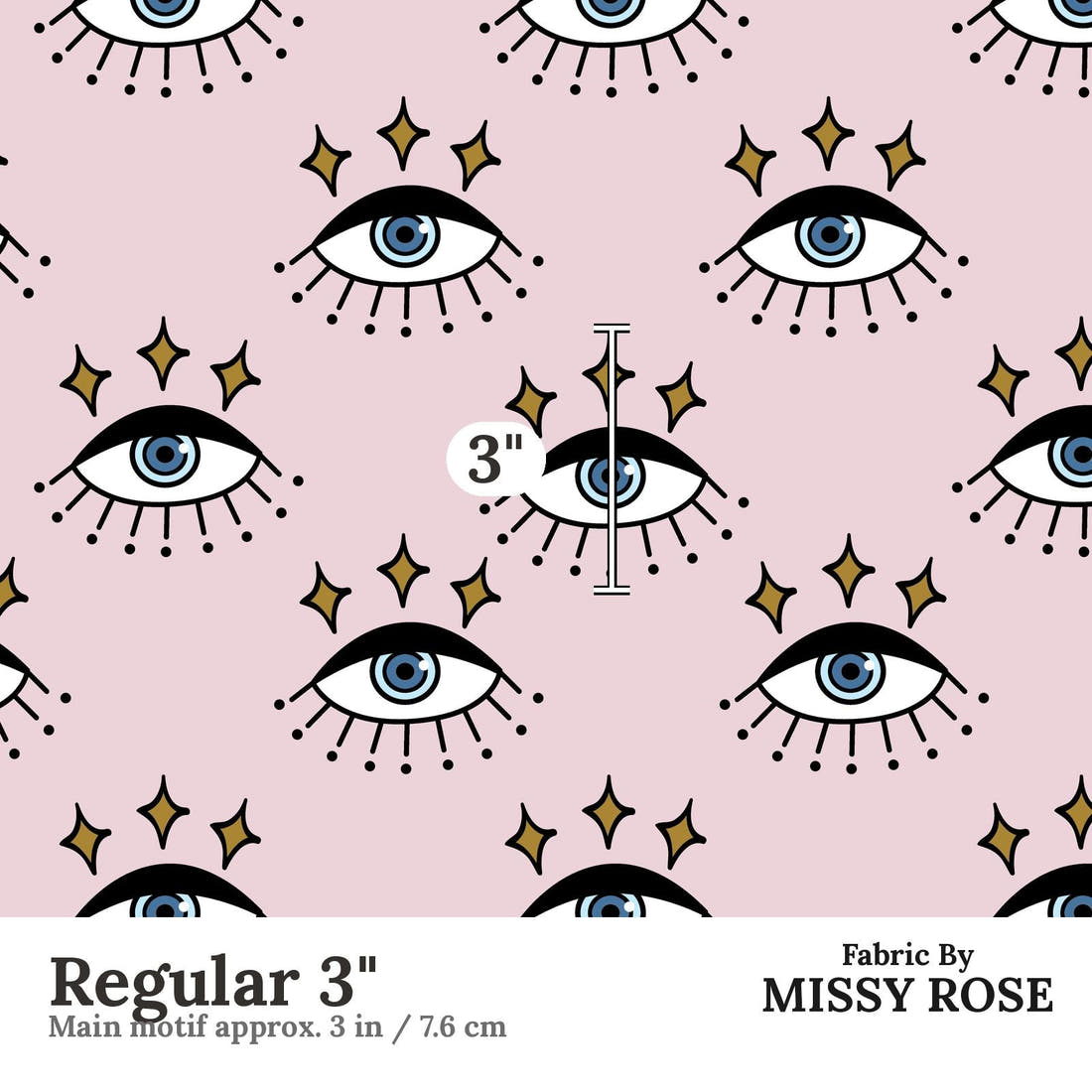 Design 878 Retro Eyes Fabric Regular 3" - print scale | Fabric by Missy Rose