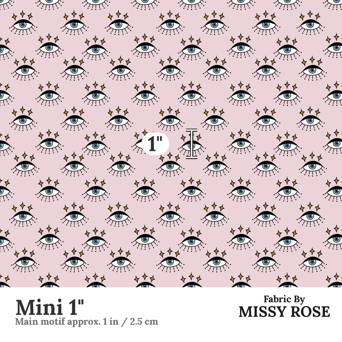 Design 878 Retro Eyes Fabric Mini 1" - print scale | Fabric by Missy Rose