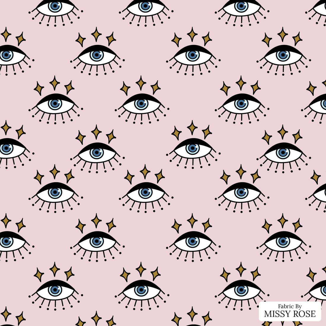 Design 878 Retro Eyes Fabric - flat view of the print, zoom in for detail | Fabric by Missy Rose