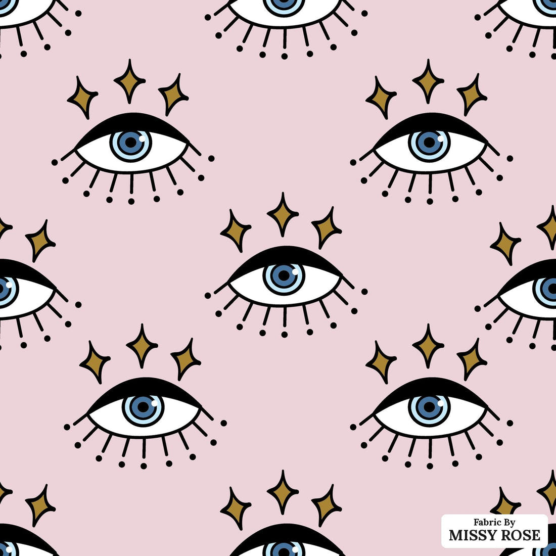 Design 878 Retro Eyes Fabric - flat view of the print, zoom in for detail | Fabric by Missy Rose