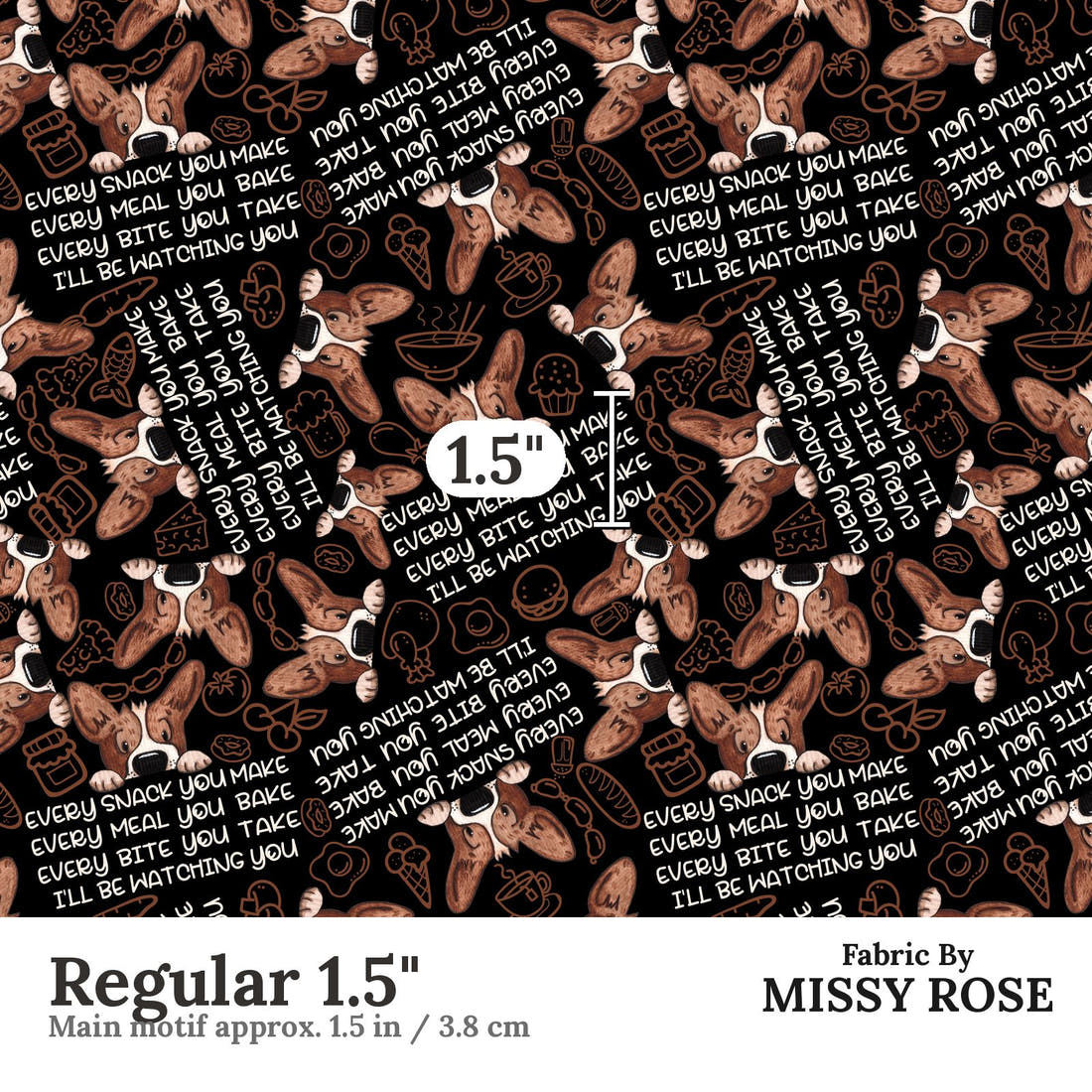 Design 879 Snack Fabric Regular 1.5" - print scale | Fabric by Missy Rose