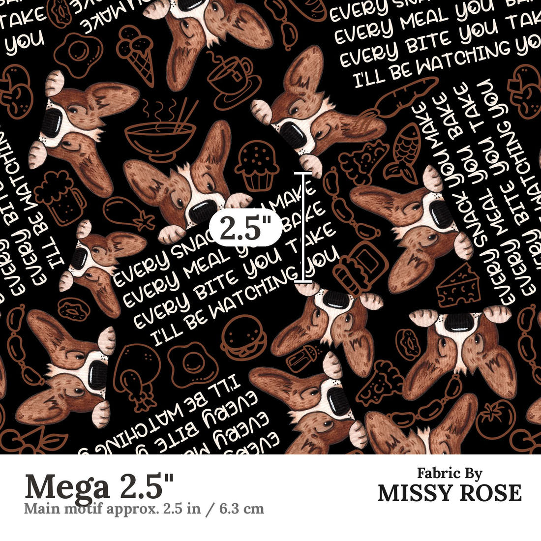 Design 879 Snack Fabric Mega 2.5" - print scale | Fabric by Missy Rose
