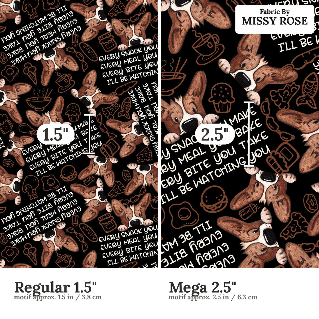 Design 879 Snack Fabric size comparison - print scale | Fabric by Missy Rose