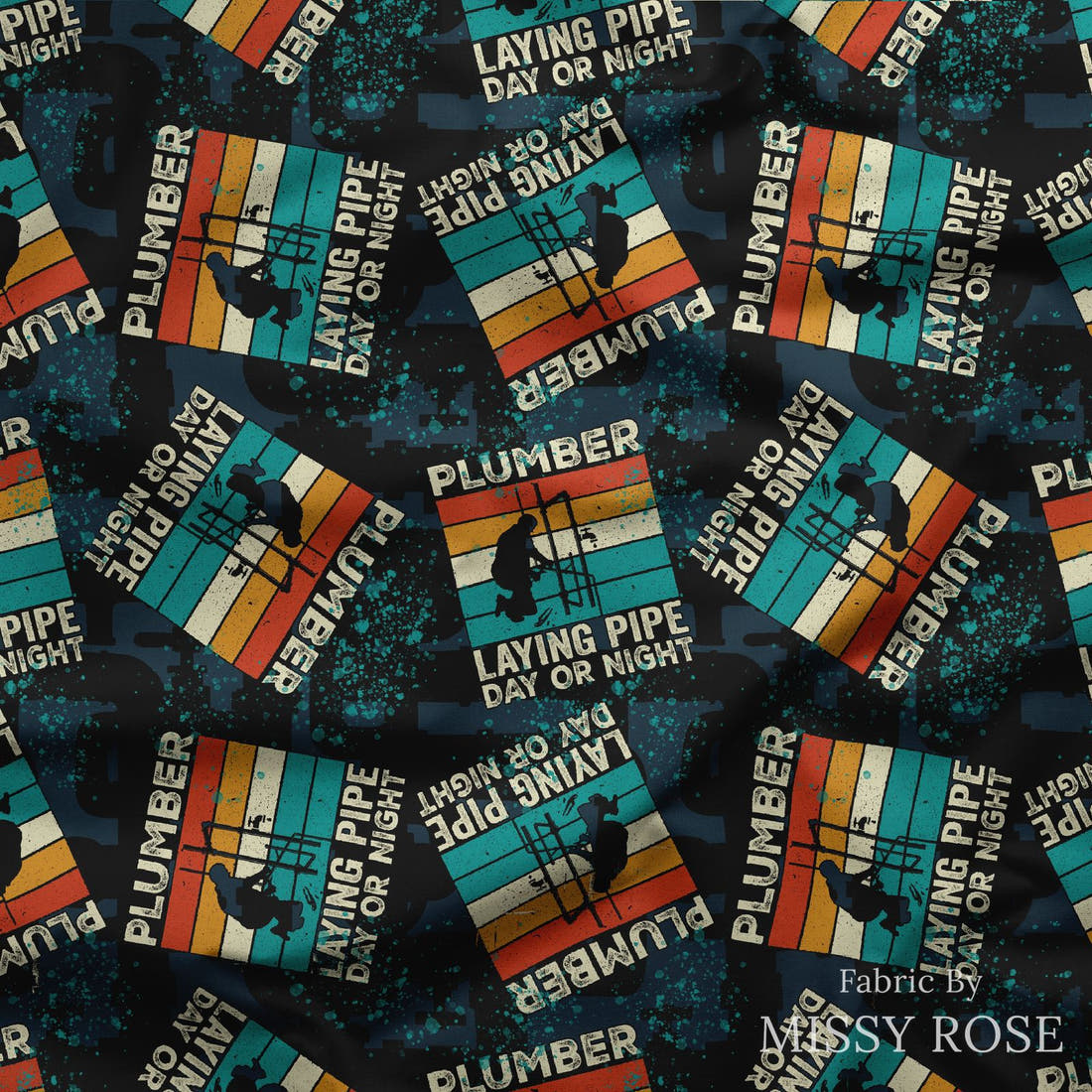 Design 88 Plumber Fabric draped fabric mockup – custom printed fabric by the metre | Fabric by Missy Rose