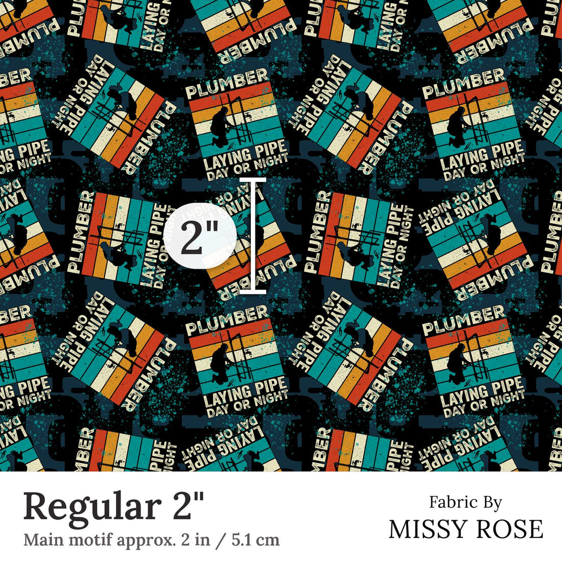 Design 88 Plumber Fabric Regular 2 inch print scale guide | Fabric by Missy Rose