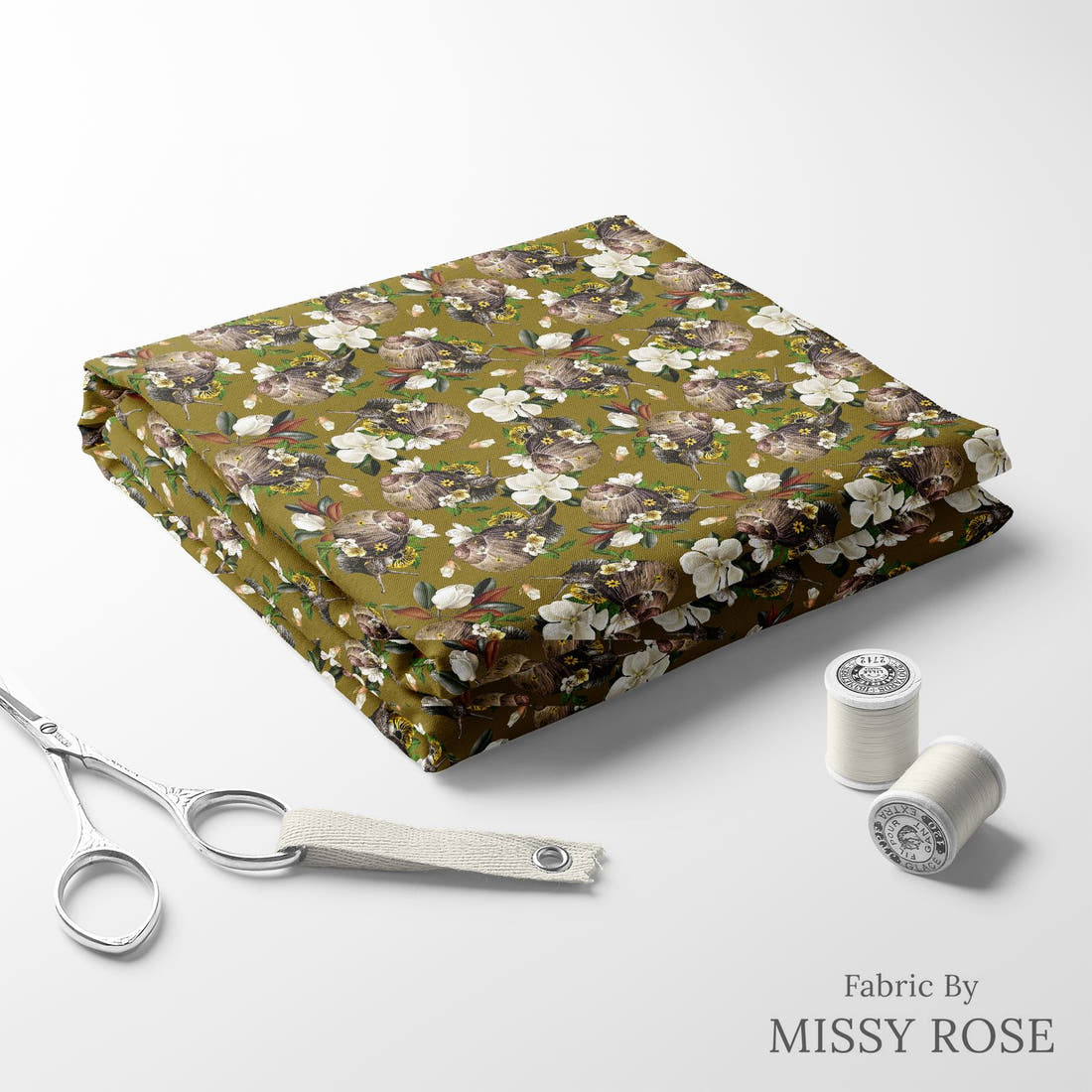 Design 880 Snail Fabric folded fabric stack with matching thread – pre-order fabric Australia | Fabric by Missy Rose