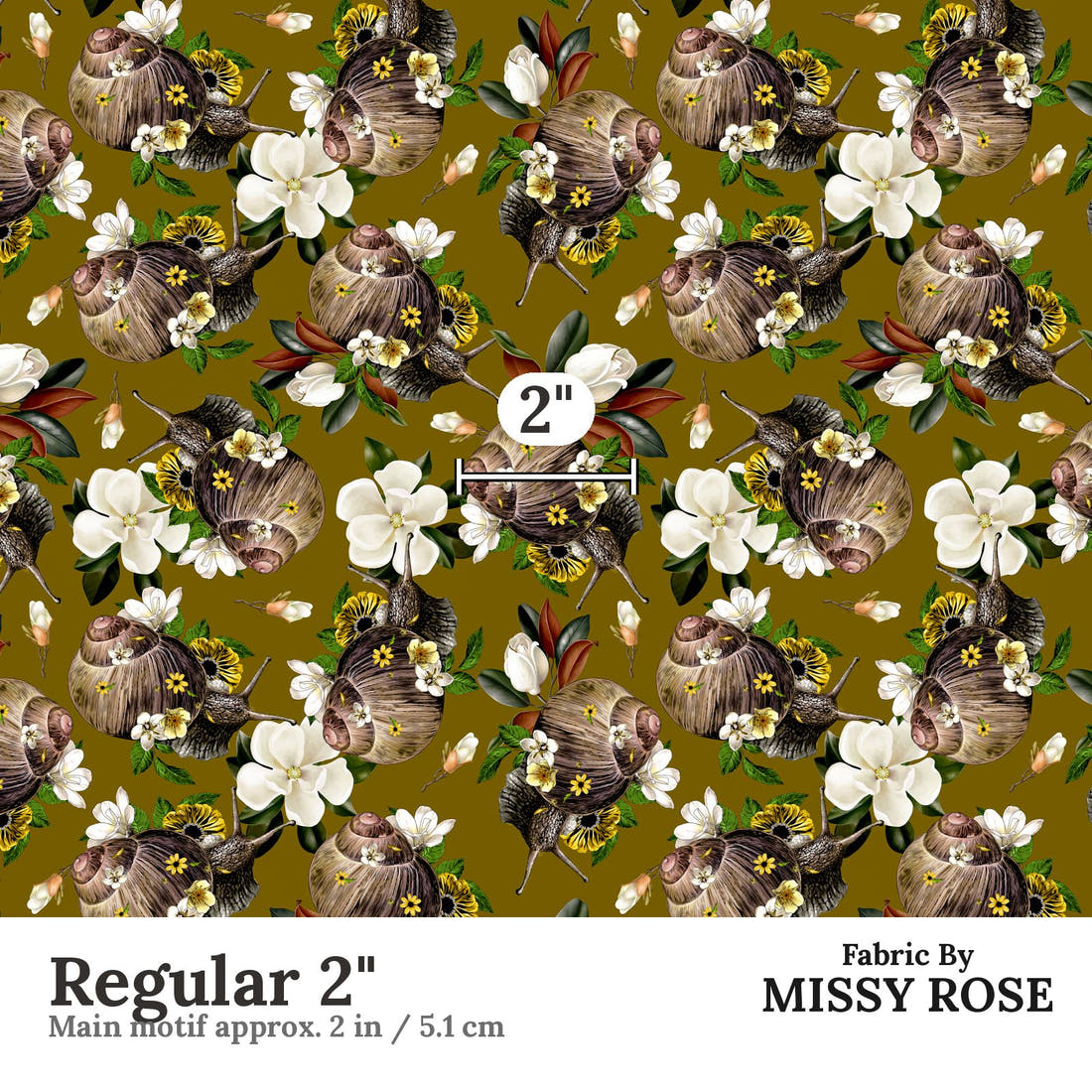 Design 880 Snail Fabric Regular 2" - print scale | Fabric by Missy Rose