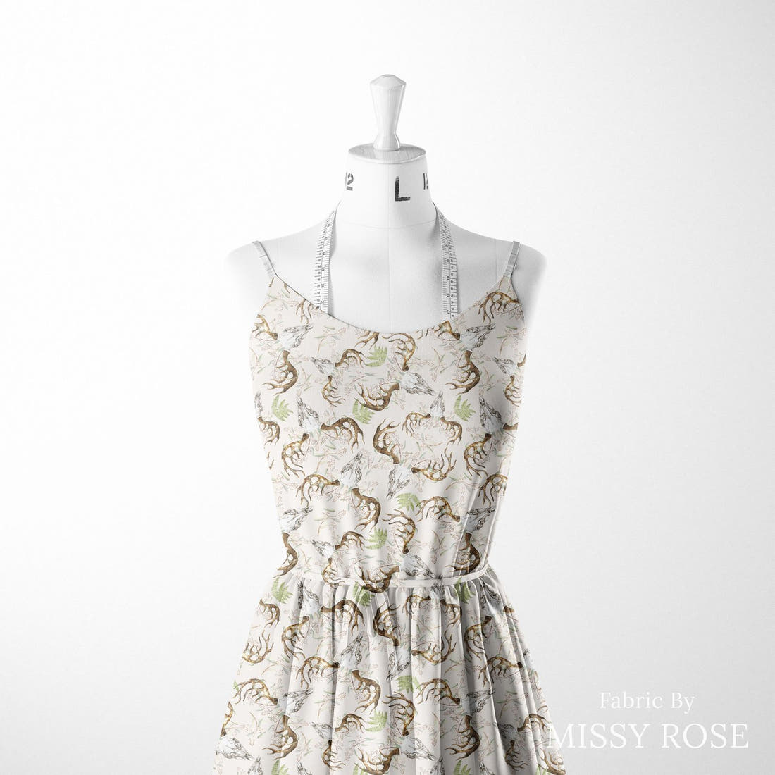 Design 881 Boho Skull Fabric sewn into a women's dress – see how the print looks made up | Fabric by Missy Rose