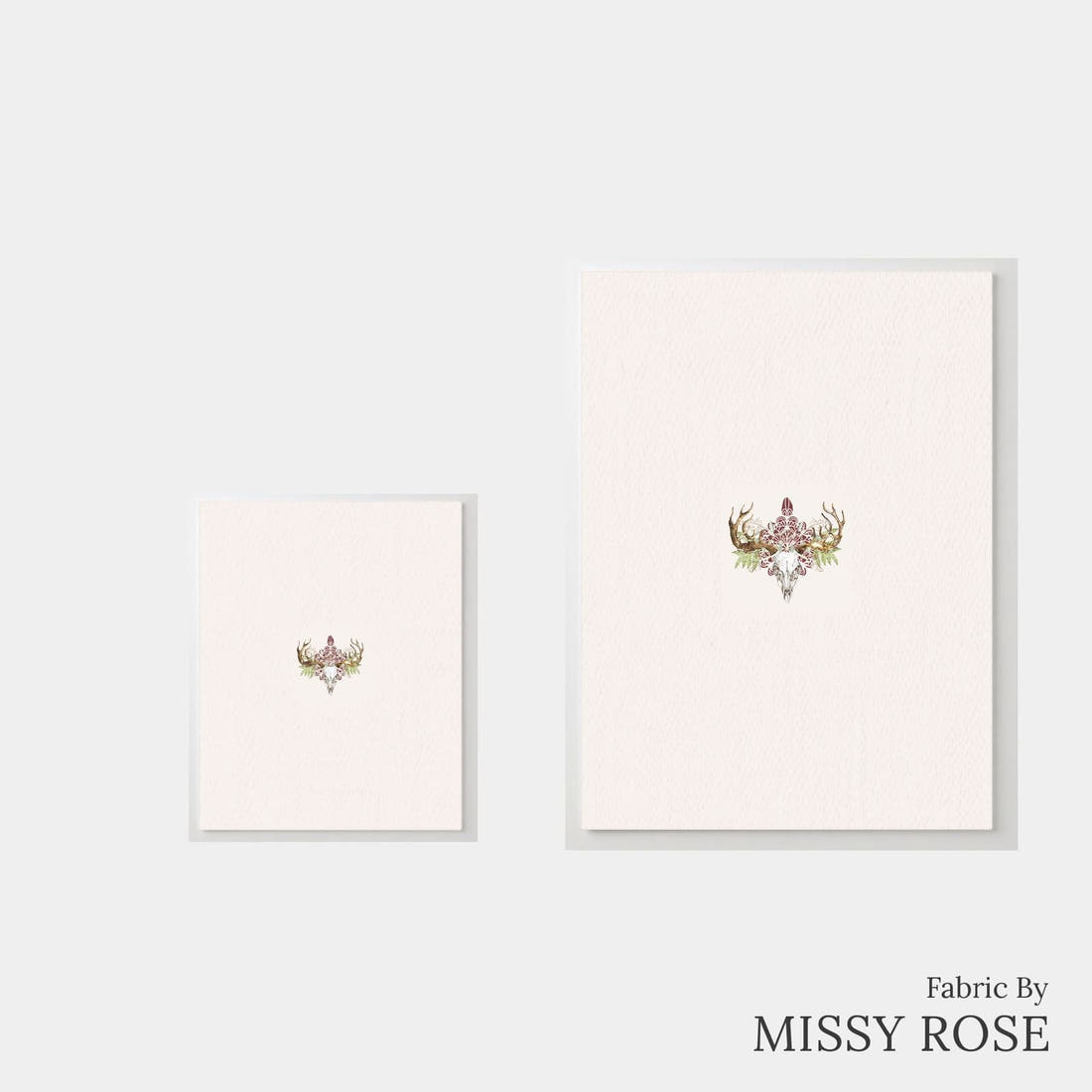 Design 881 Boho Skull Panel – universal and adult panel sizes side by side | Fabric by Missy Rose