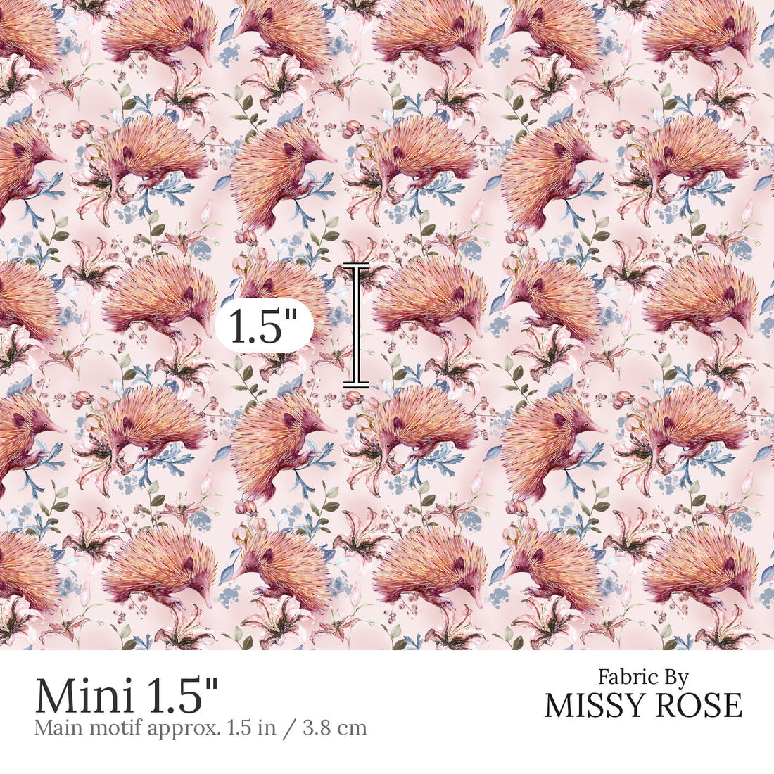 Design 884 Echidna Fabric Mini 1.5 inch print scale guide | Fabric by Missy Rose