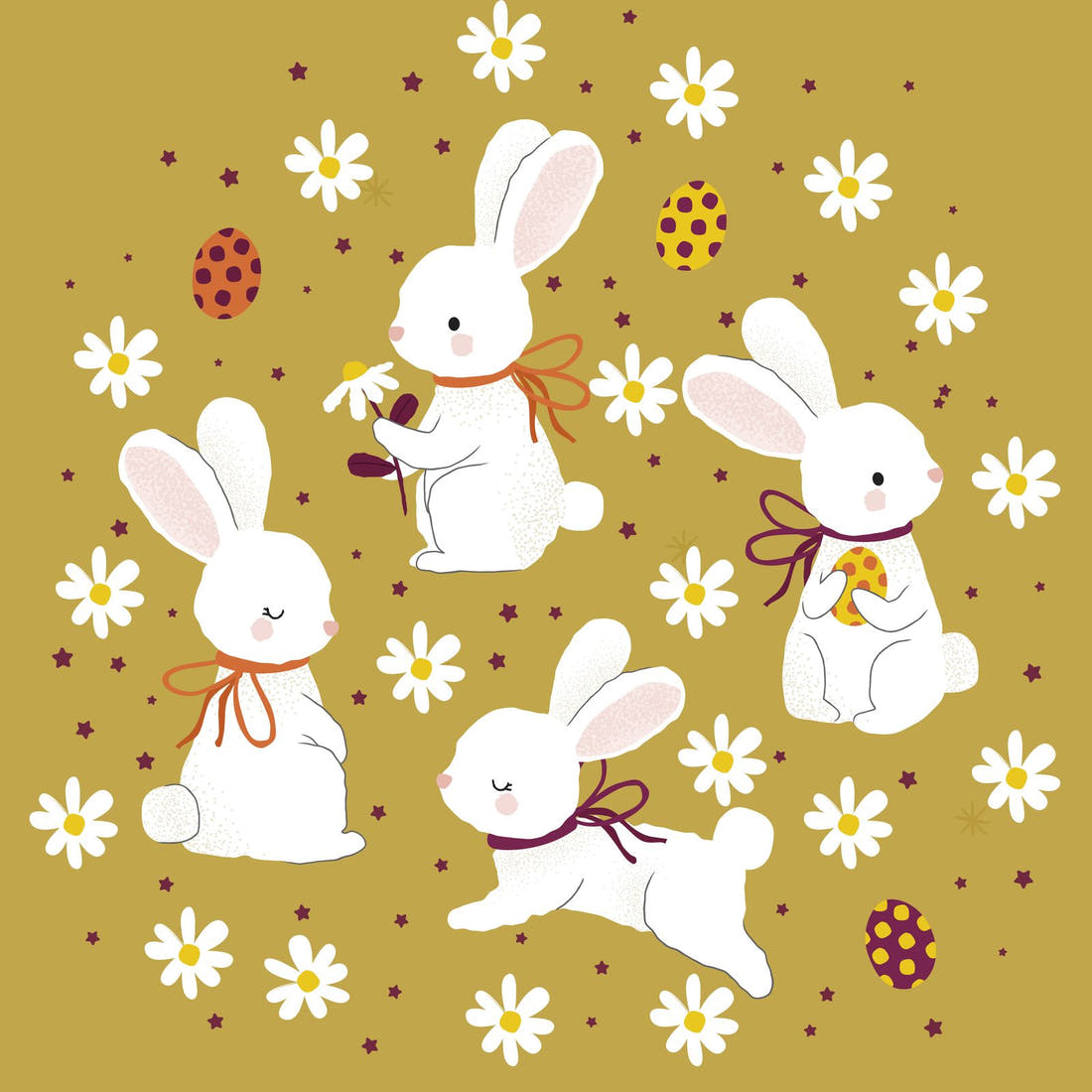 Design 885 Mustard Bunny Panel – full artwork close-up of the printed picture | Fabric by Missy Rose