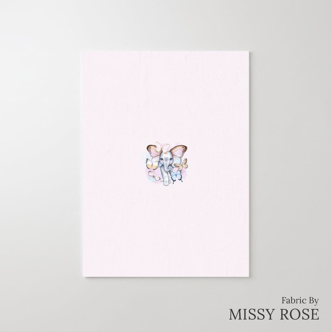 Design 886 Butterfly Elephant Panel – printed fabric panel with centred picture, custom printed to order | Fabric by Missy Rose