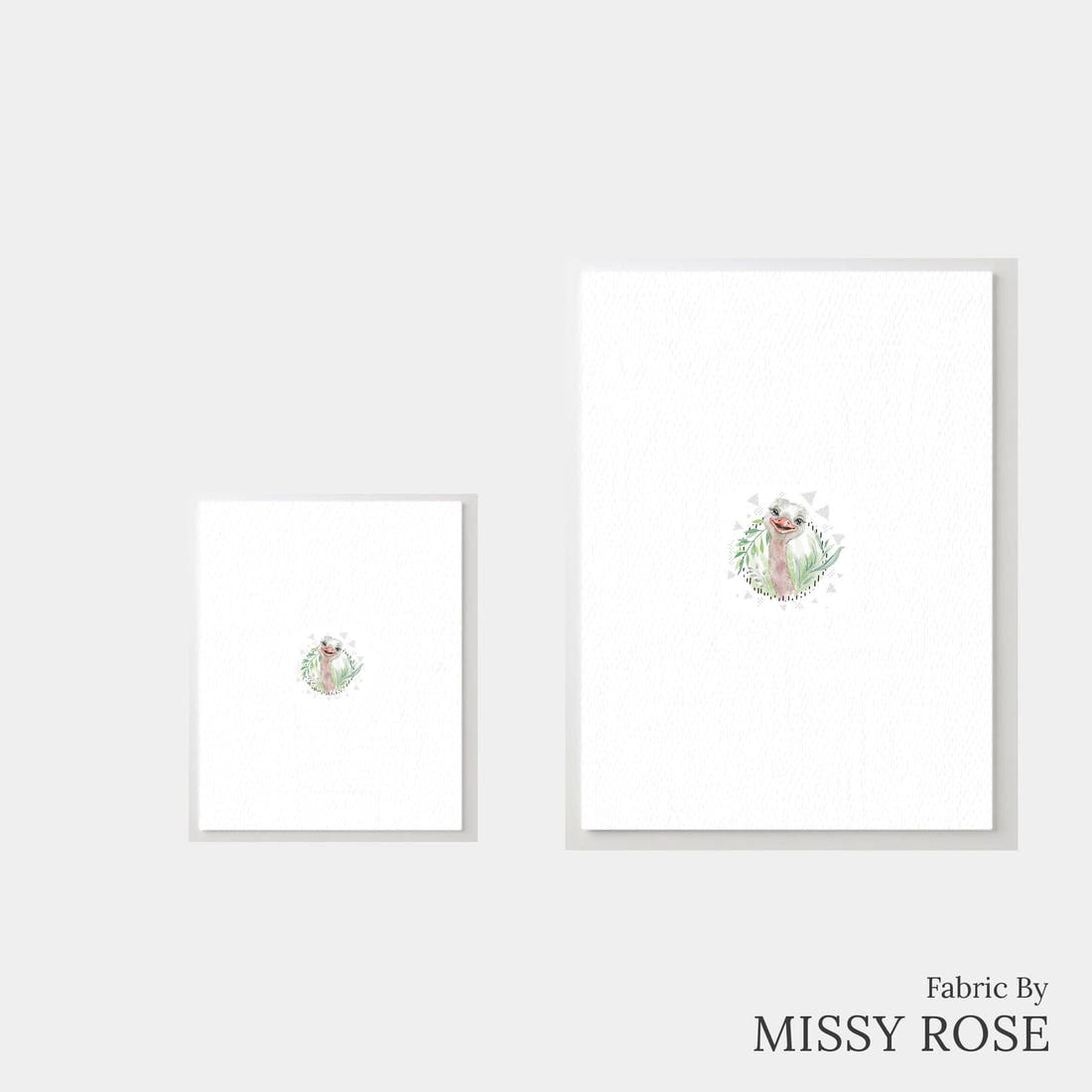 Design 887 Emu Panel – universal and adult panel sizes side by side | Fabric by Missy Rose