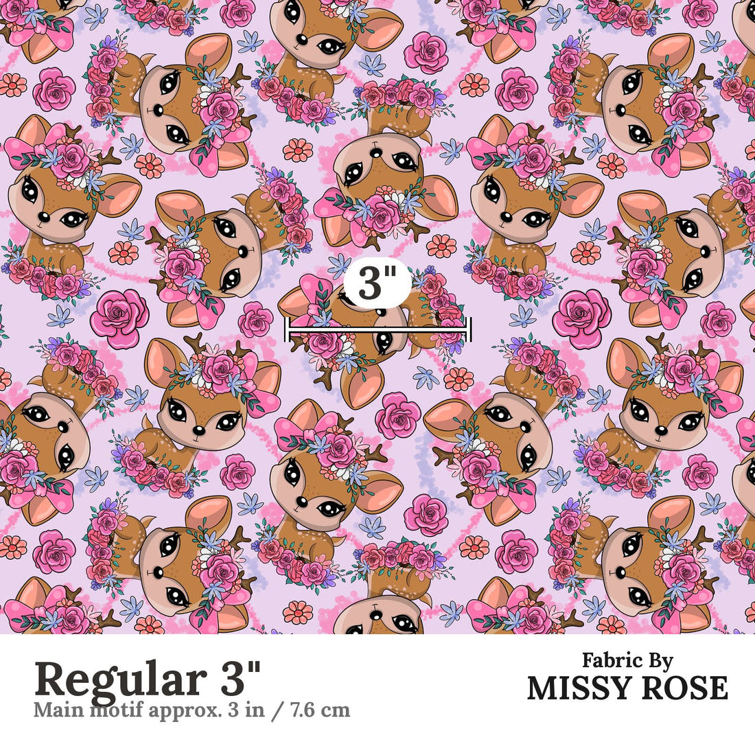 Design 888 Purple Deer Fabric Regular 3" - print scale | Fabric by Missy Rose