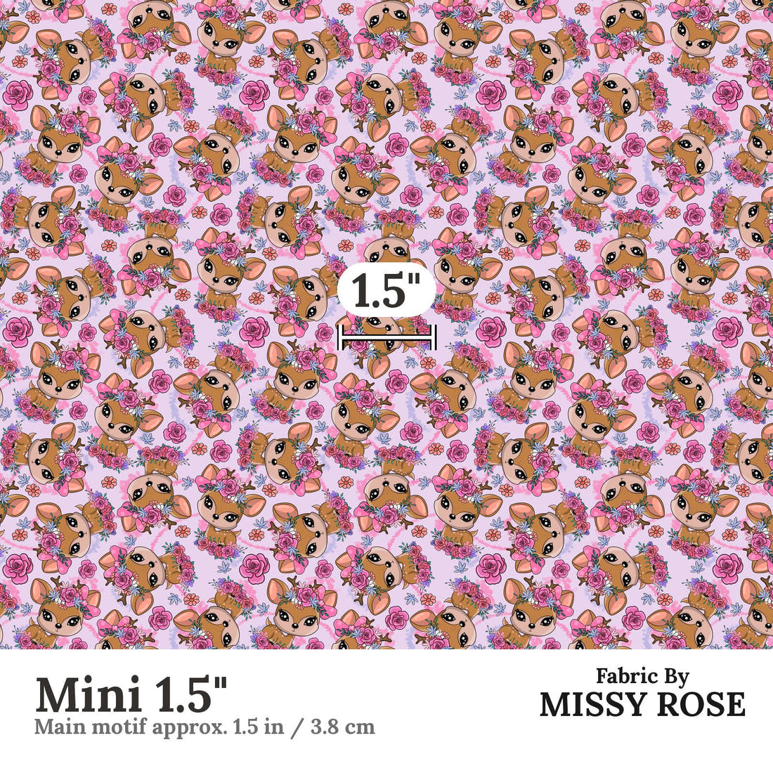 Design 888 Purple Deer Fabric Mini 1.5" - print scale | Fabric by Missy Rose