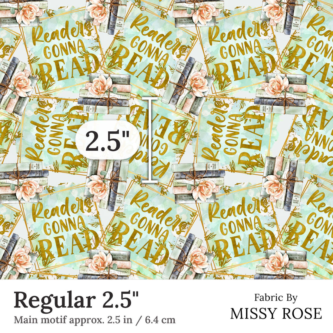 Design 89 Reading Fabric Regular 2.5 inch print scale guide | Fabric by Missy Rose
