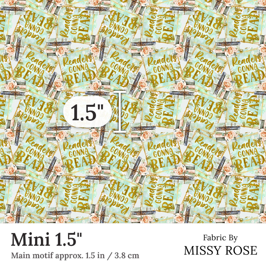 Design 89 Reading Fabric Mini 1.5 inch print scale guide | Fabric by Missy Rose